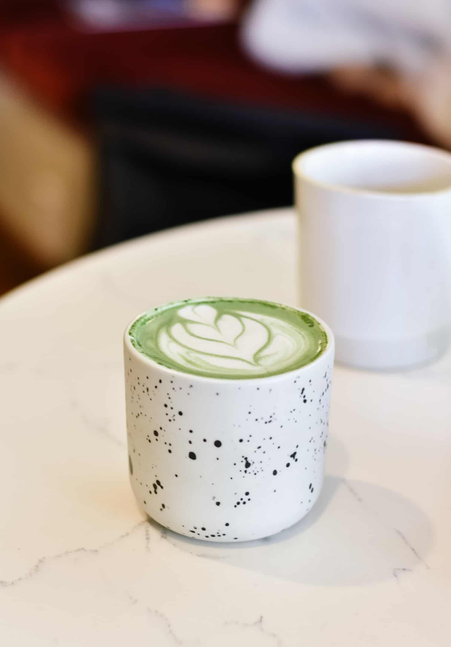 Green tea matcha latte in Japan