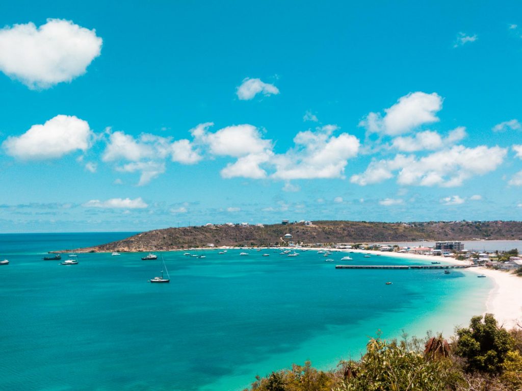 sandy ground beach Anguilla, an aerial view from the lookoff