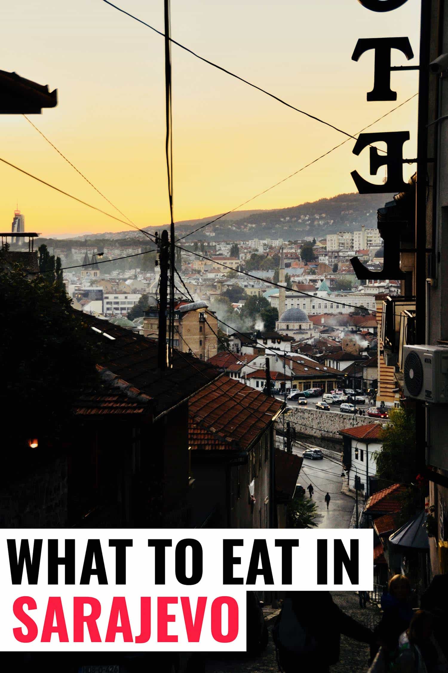 View of Sarajevo Bosnia at dusk