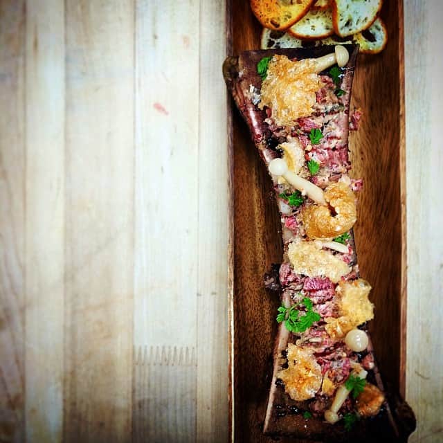 Bone marrow, a common food in Paris, on a cutting board