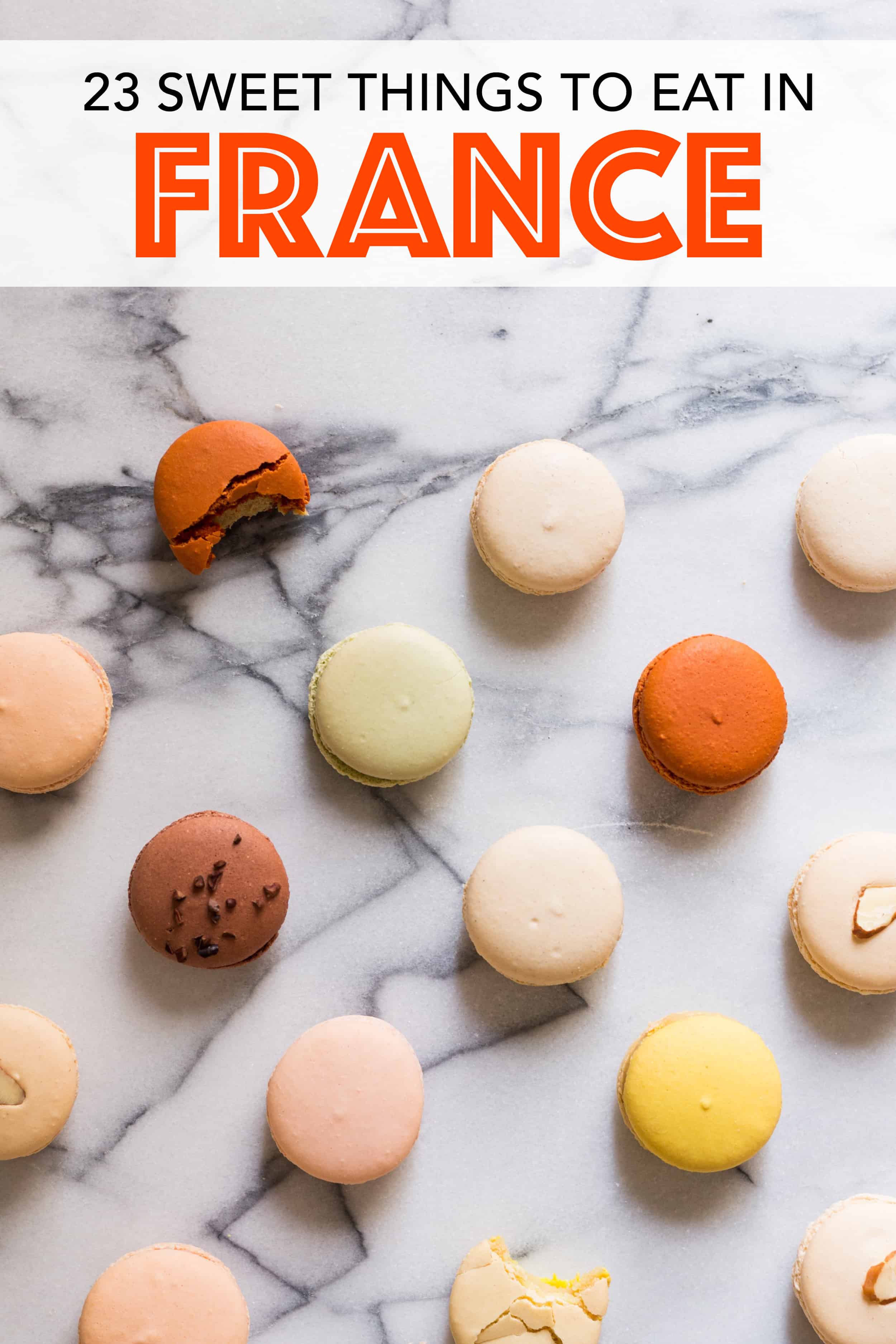French macarons on a white marble board