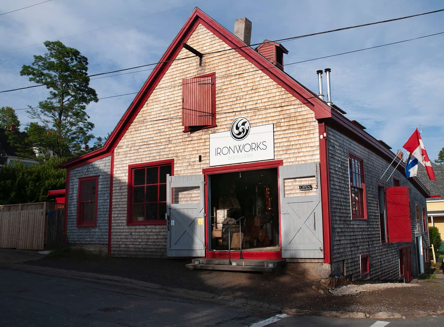 The Ironworks Distillery exterior in Lunenburg Nova Scotia is one of the most popular things to do in Nova Scotia.