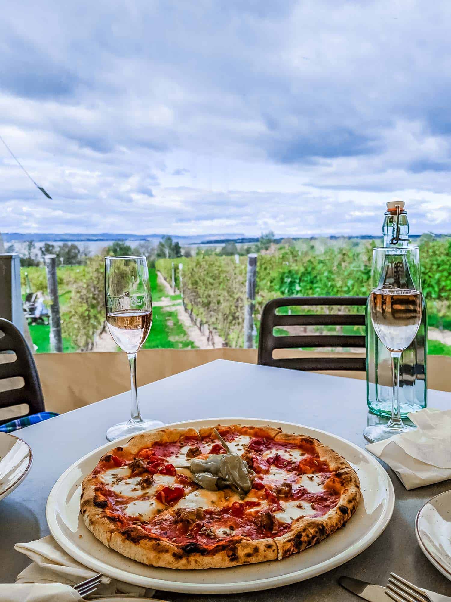 Pizza and a view at Lightfoot & Wolfville, a stop on the Wolfville wine bus.