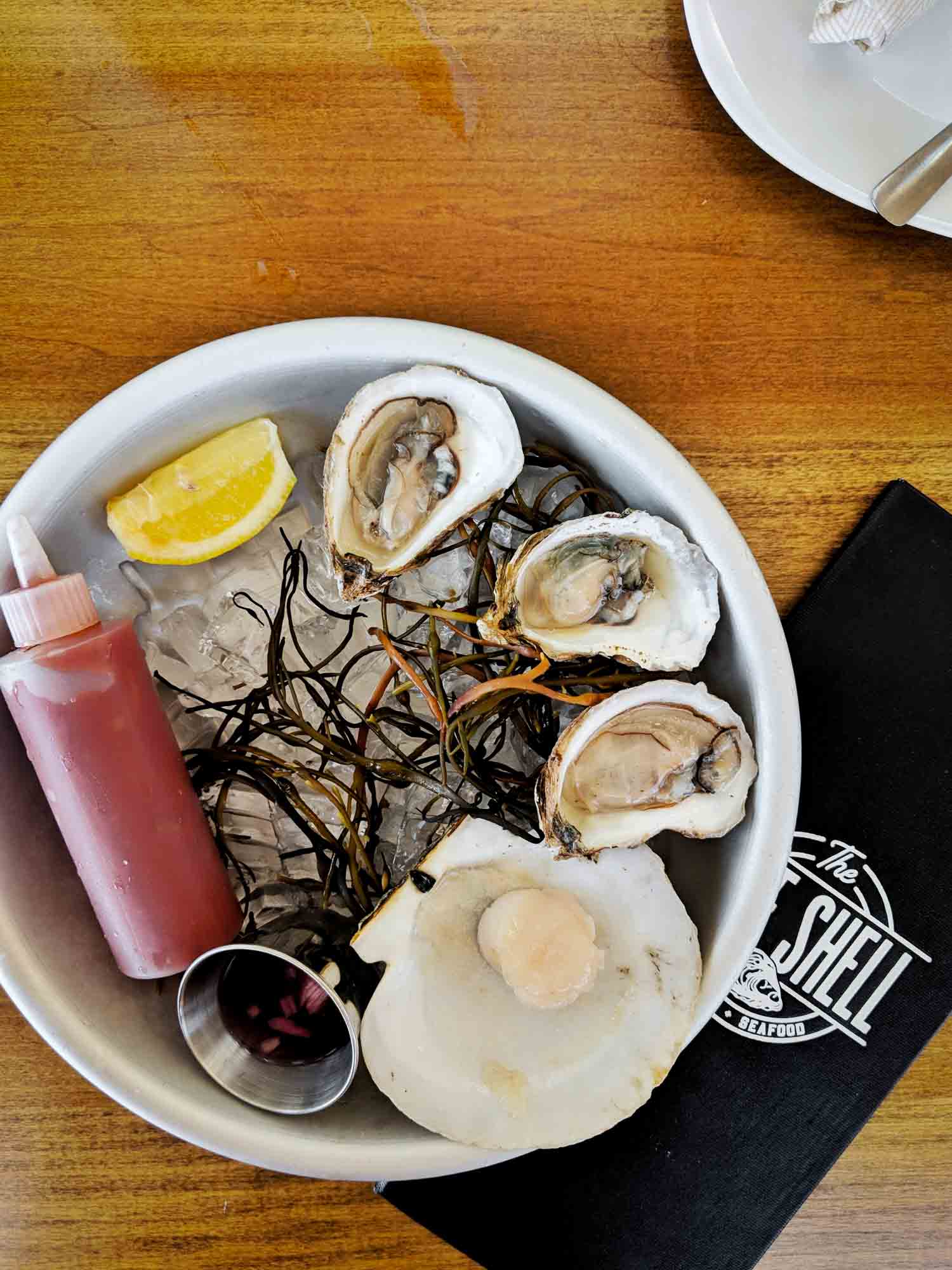 Nova Scotian oysters on the half shell at a restaurant