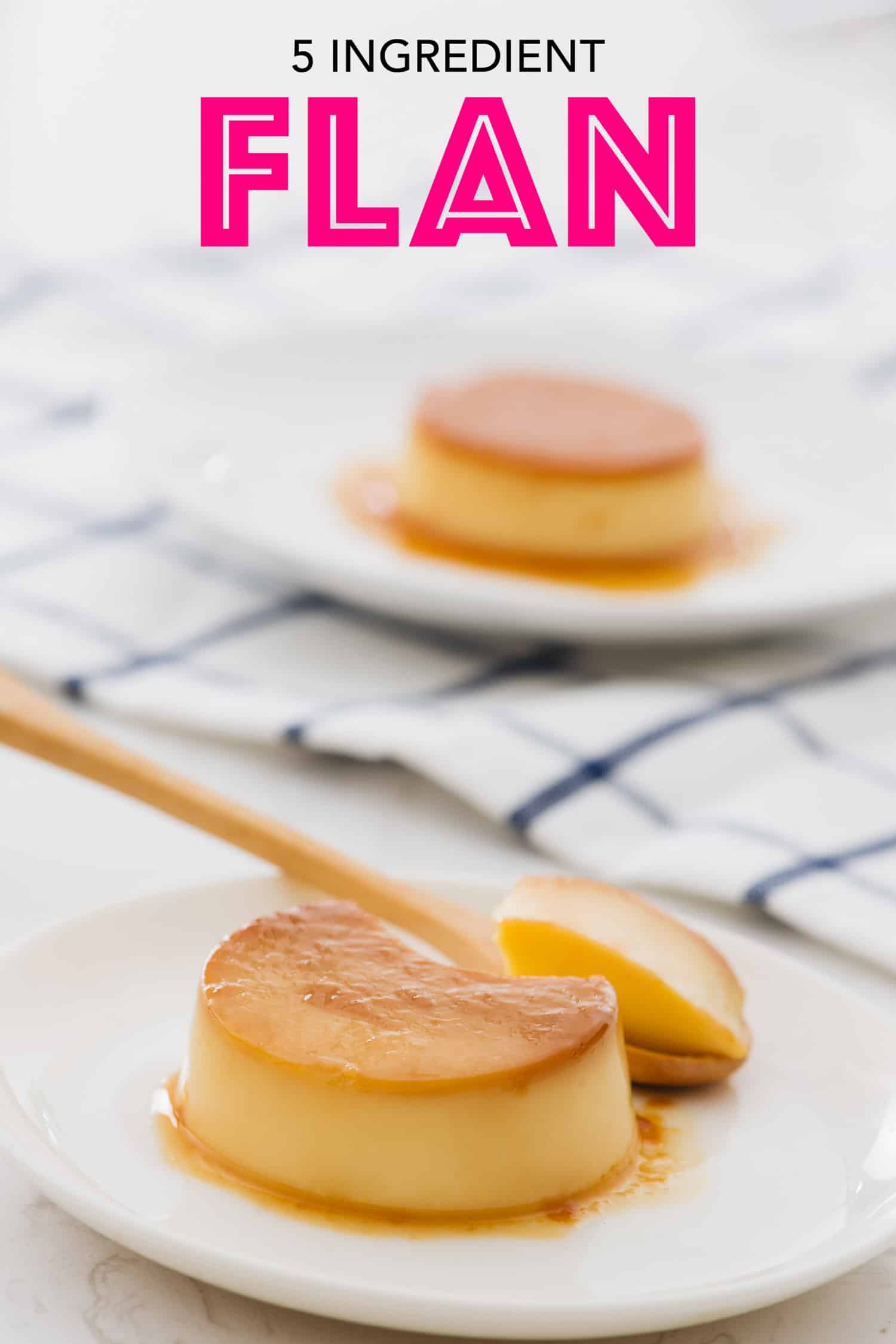 Flan de leche on a white background.