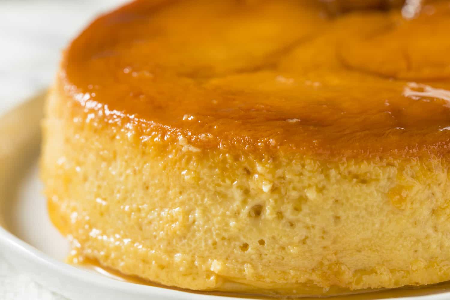 Sweet Homemade Spanish Flan Dessert with Caramel Sauce