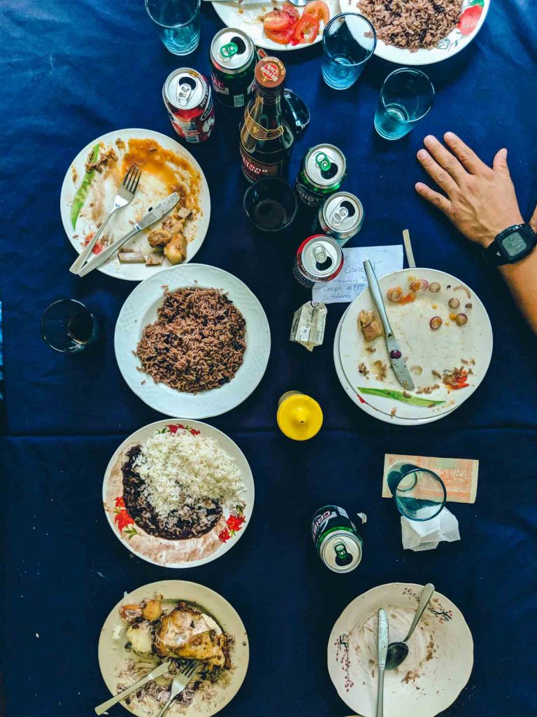 Havana restaurants food on dark blue tablecloth