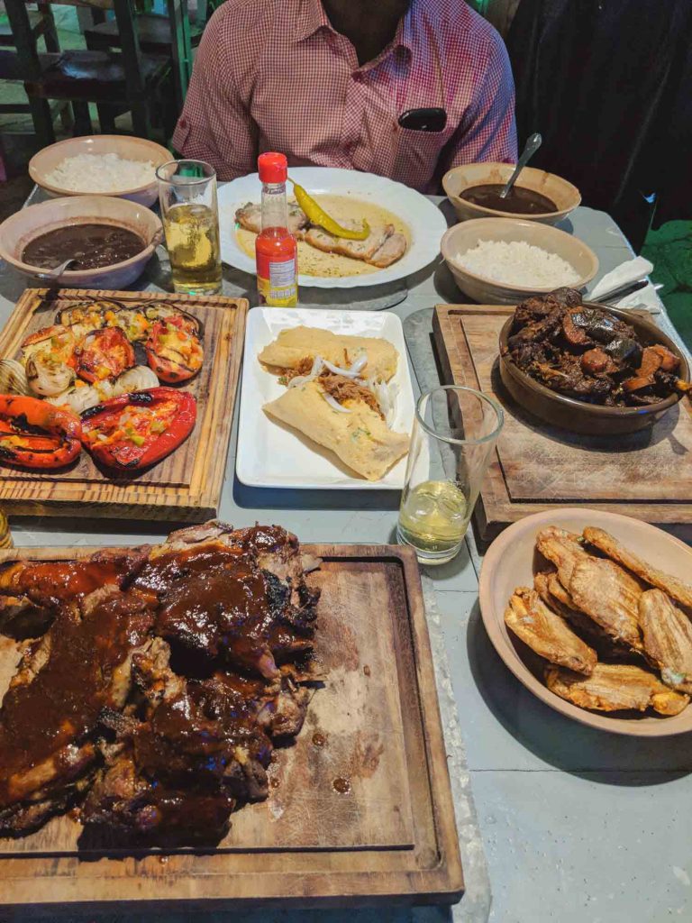 Plate of traditional Cuban food at restaurant La Paila in Havana