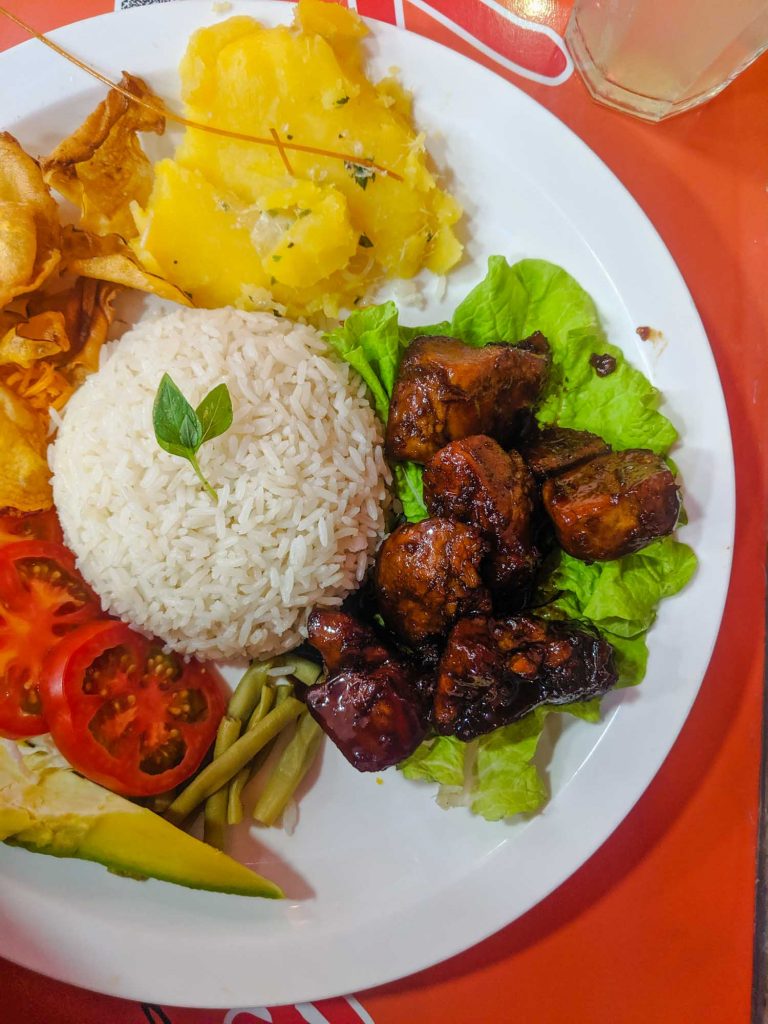 Fried pork at Juliana restaurant in Chinatown in Havana Cuba