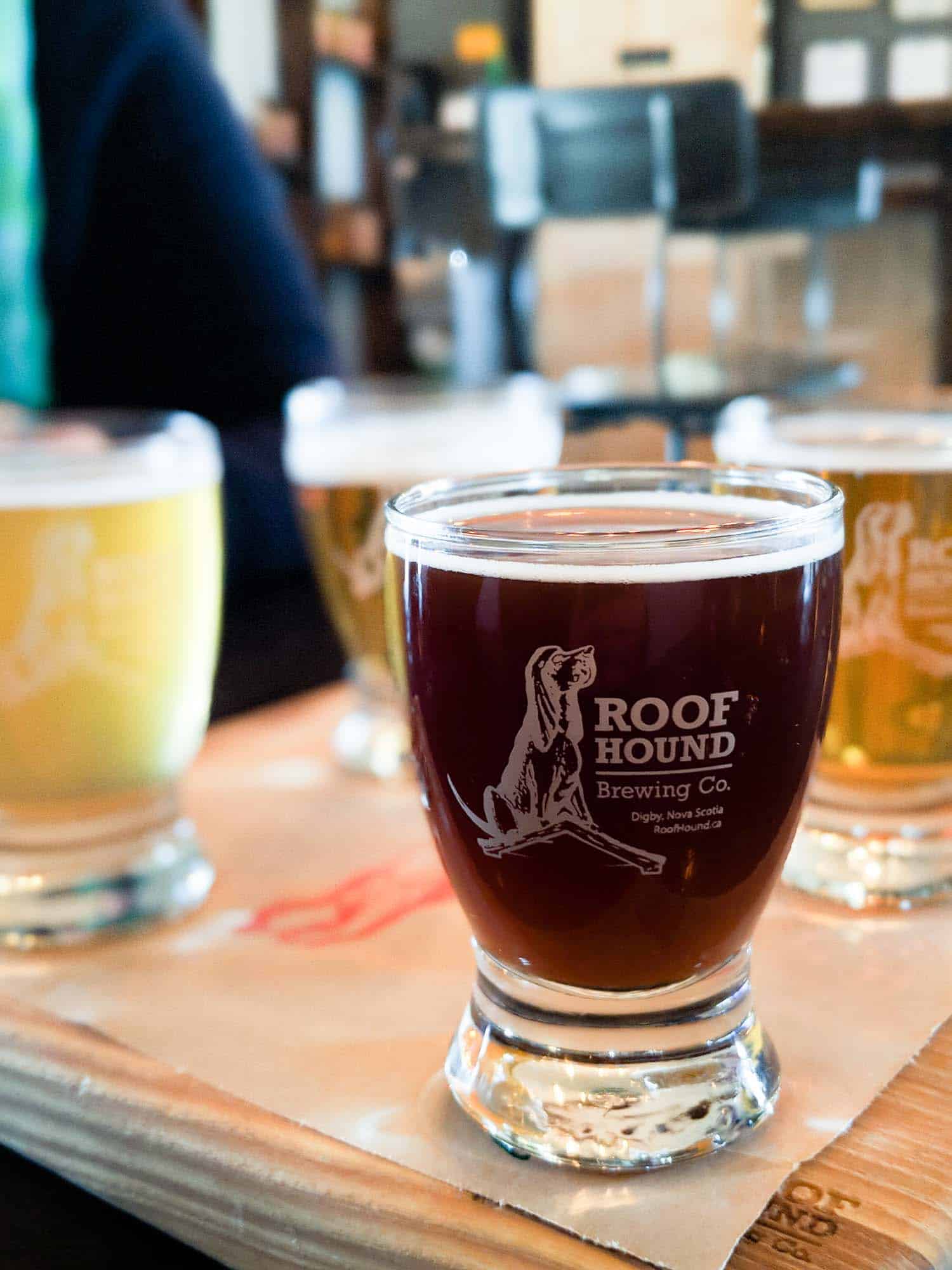 Flight of Roof Hound Craft Beer in Nova Scotia Canada