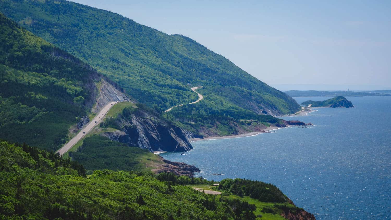 Aerial view of the Cabot Trail in Nova Scotia