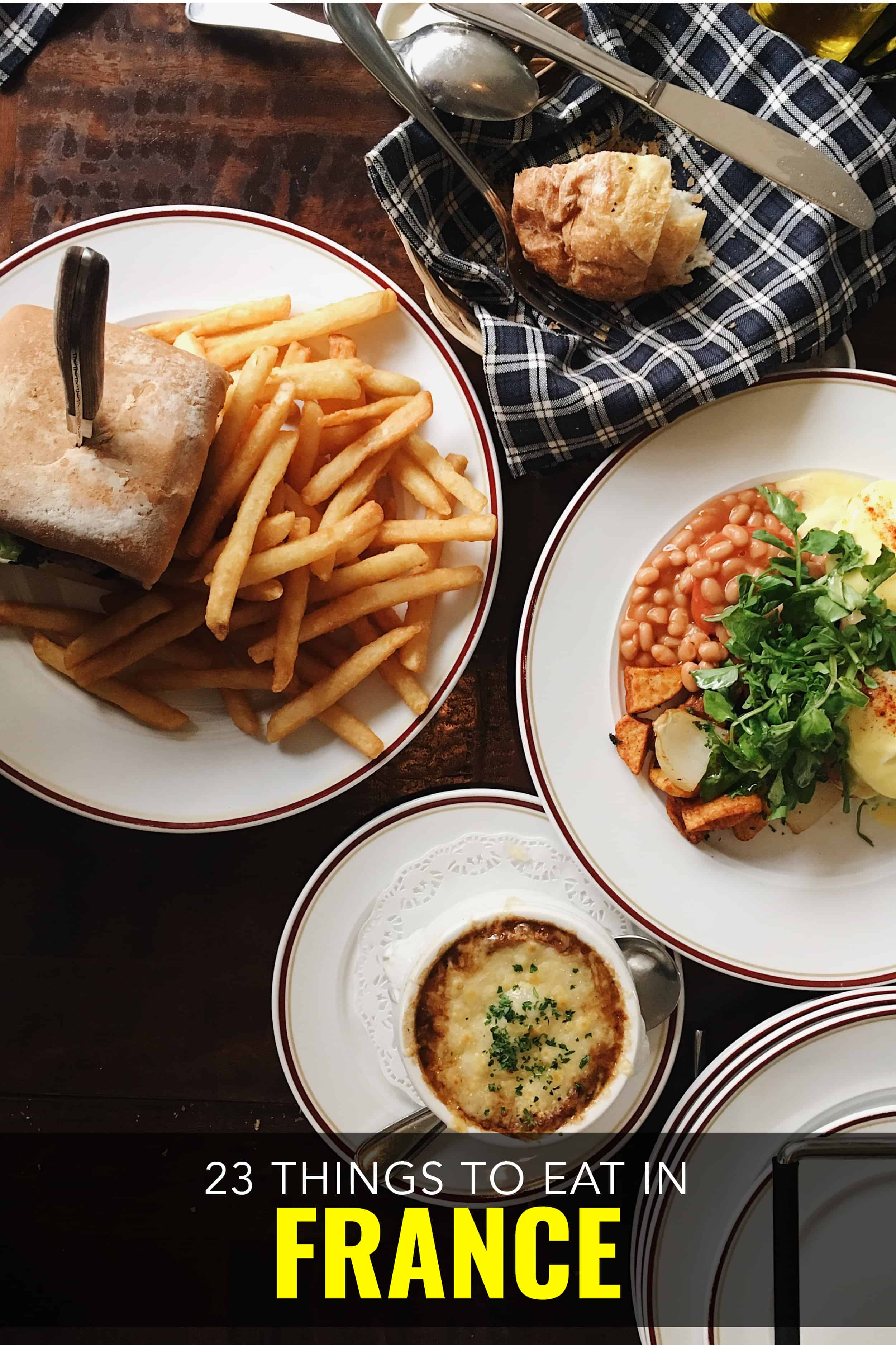 French food on a table in a restaurants