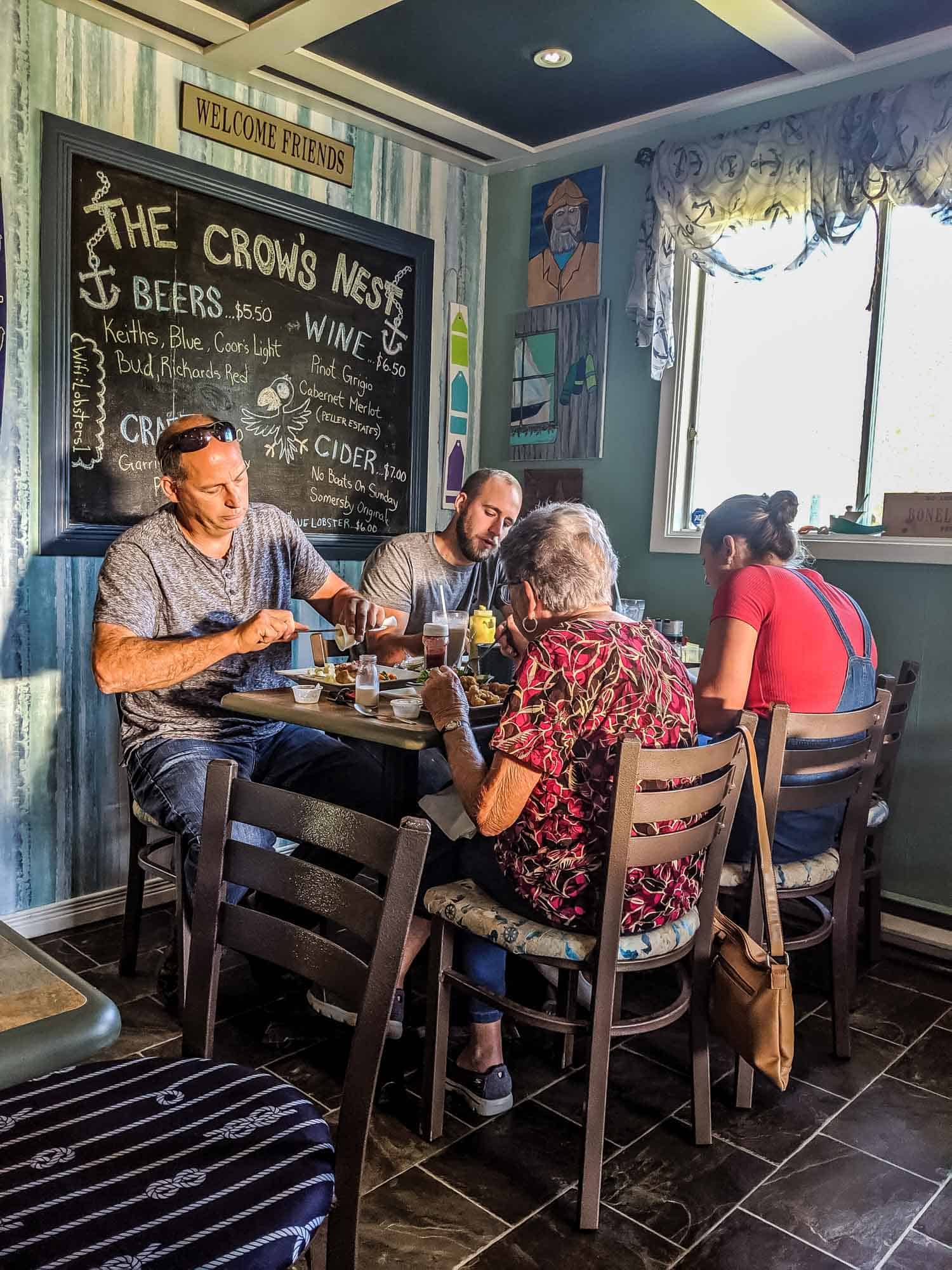 People eating at the Crow's Nest in Hillsburn, one of the best restaurants in Nova Scotia