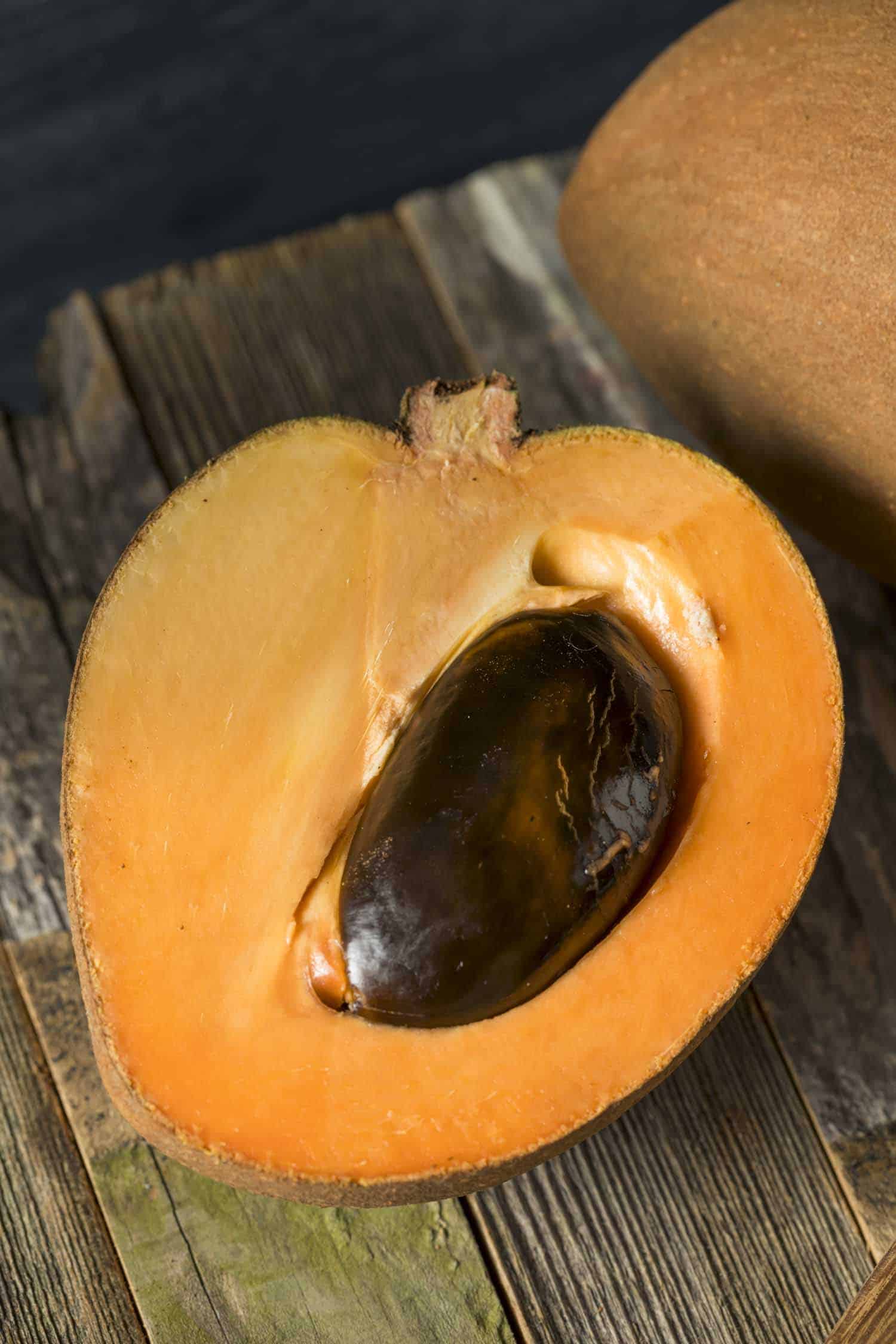 Raw Organic Brown Mamey Fruit with a Brown Seed a common Cuban fruit