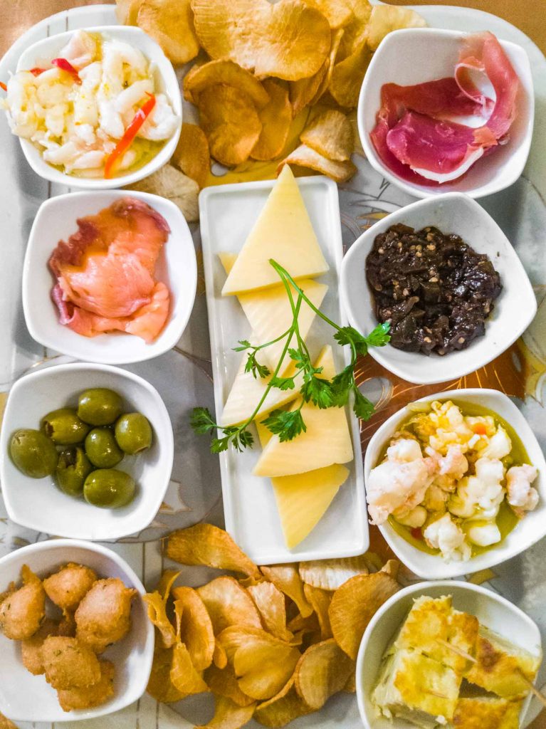 Plate of different Cuban food appetizers at the restaurant in Havana Paladar San Cristobal