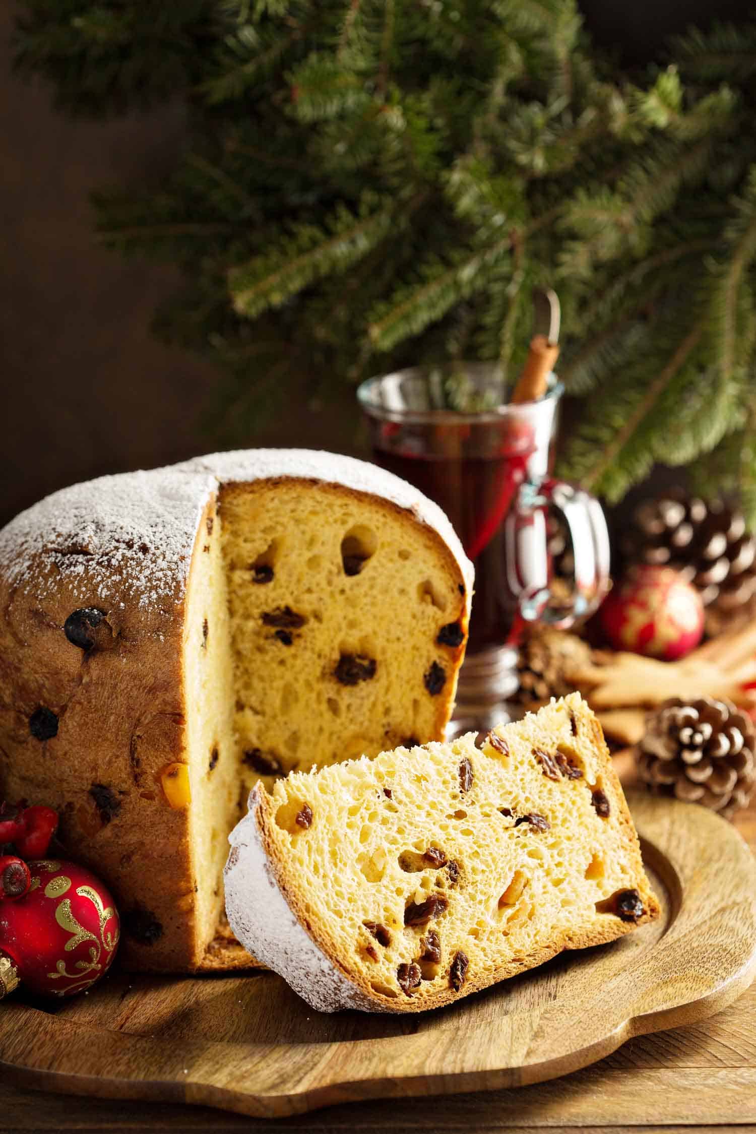 Peruvian panettone with mango on a Christmas table