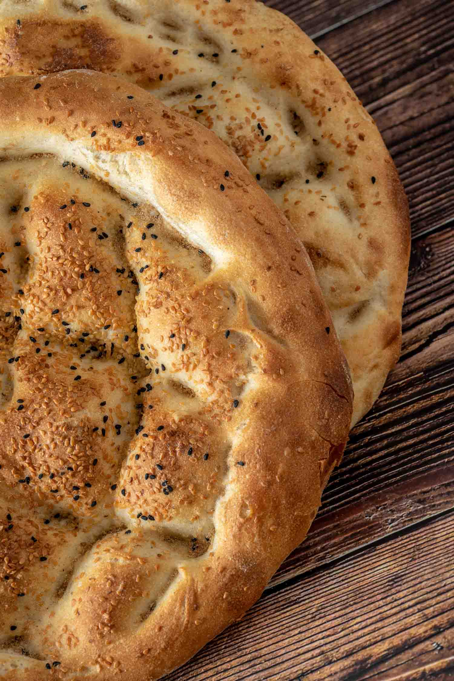 Ramadan Pita (Ramazan Pidesi) Traditional Turkish bread for holy month Ramadan food