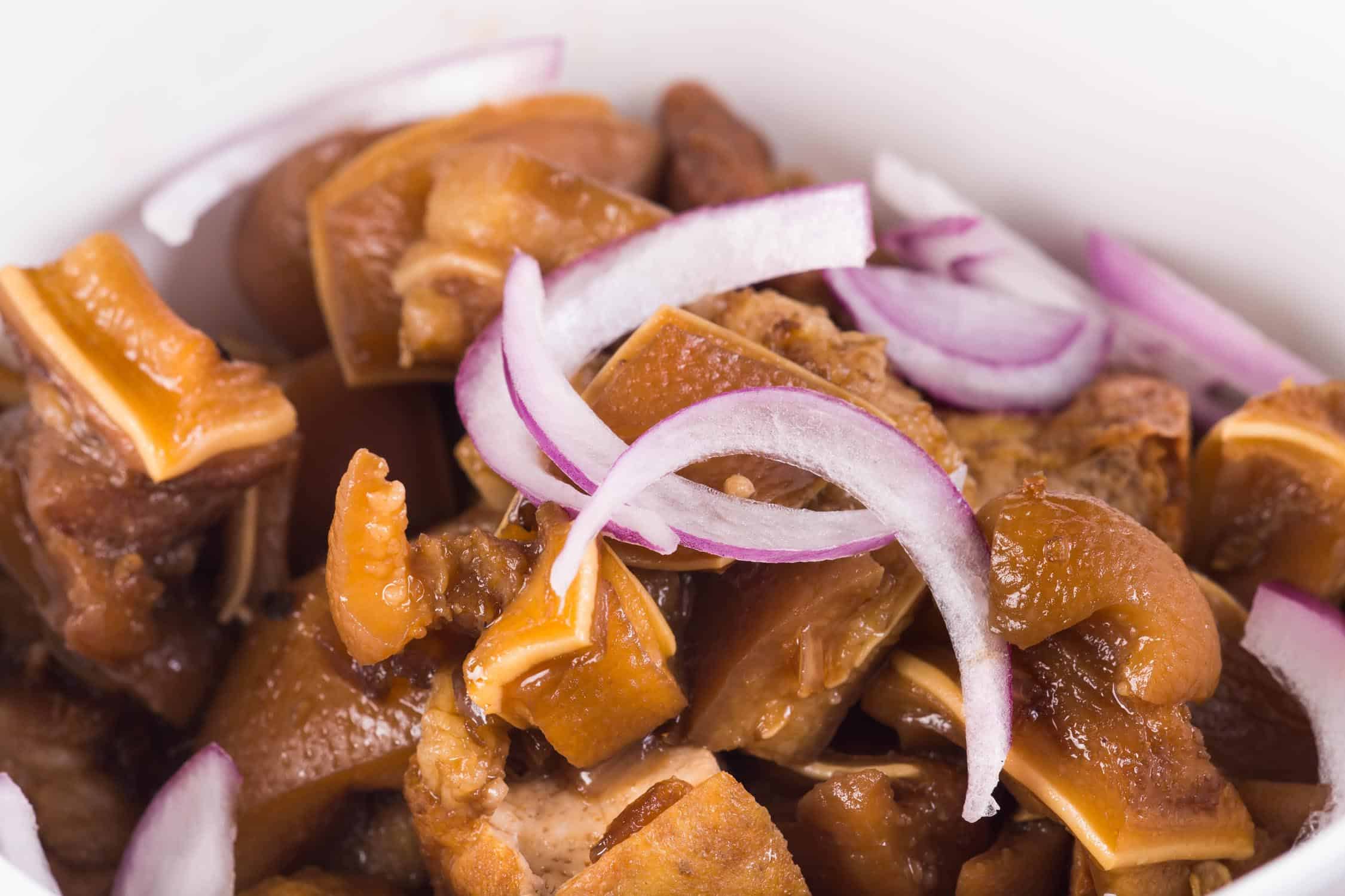 tokwa't baboy (famous delicacy in the Philippines) or pig ears and tofu in sweet soy sauce and vinegar sauce