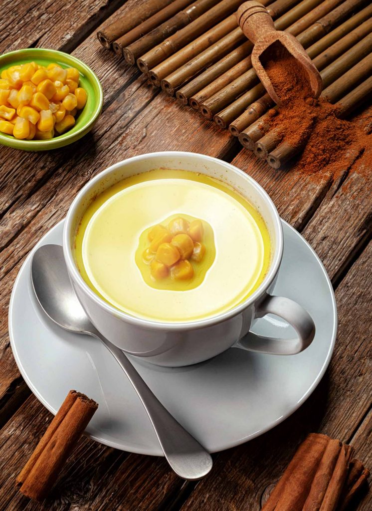 Atole is a corn based drink in Mexico, served in a tea cup and saucer