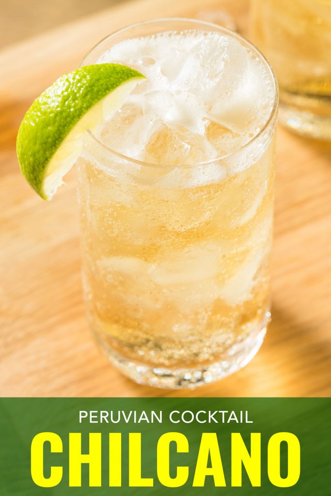 Peruvian drink in a glass over ice.