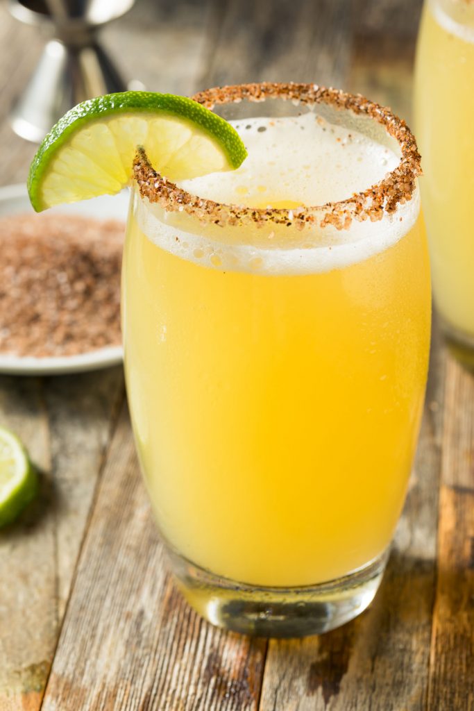 Mexican Beer and Lime Michelada Cocktail with Salt