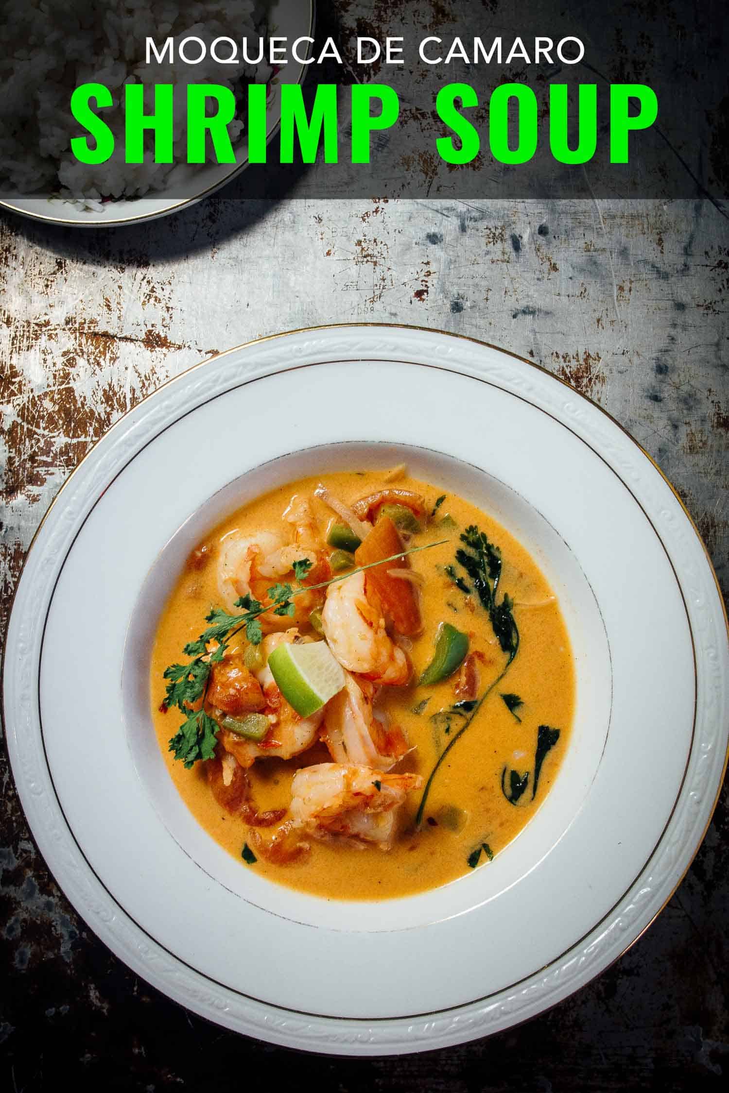 Shrimp stew called moqueca de camaro on a baking sheet