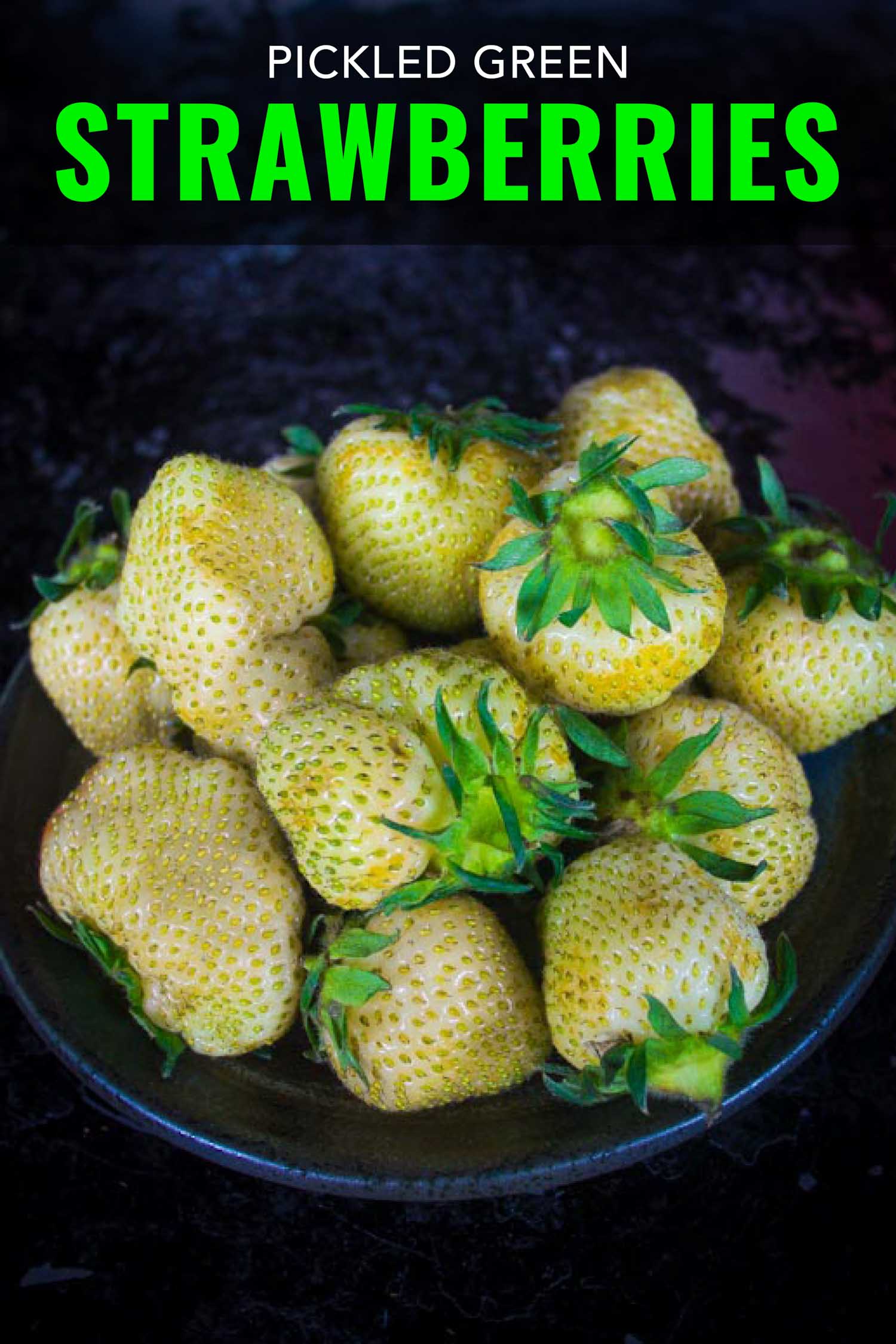 Pickled strawberries in a bowl