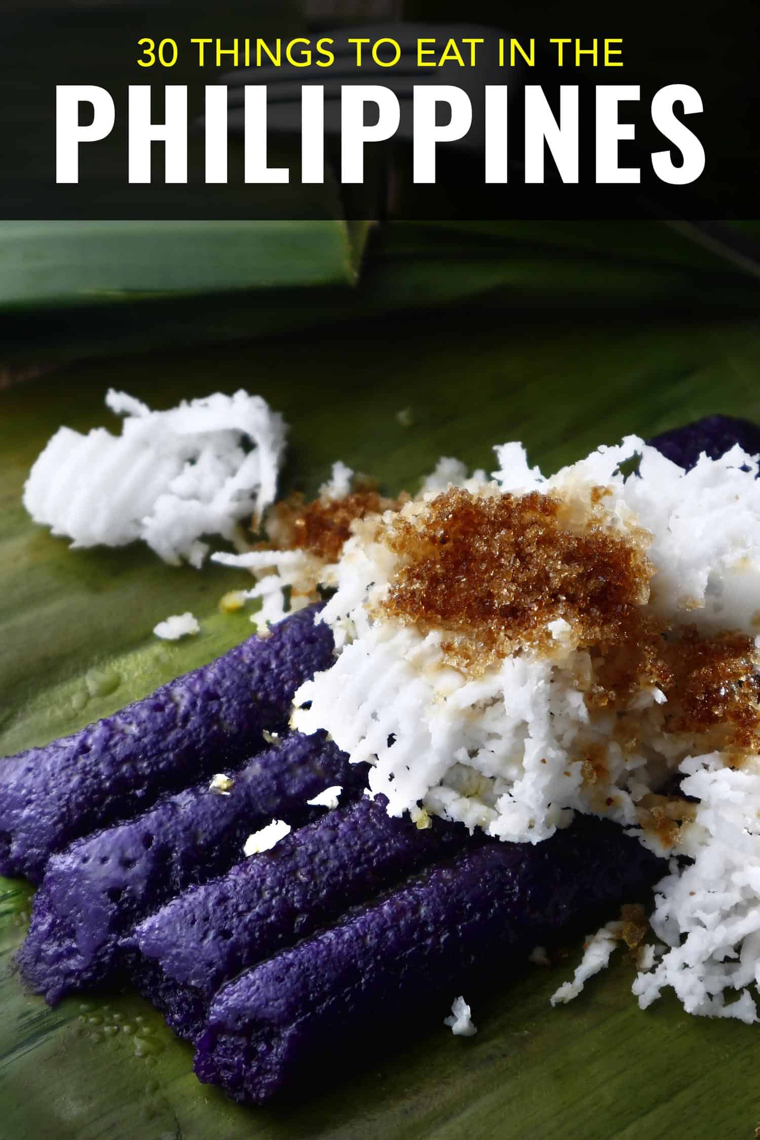 ube and sticky rice on a banana leaf