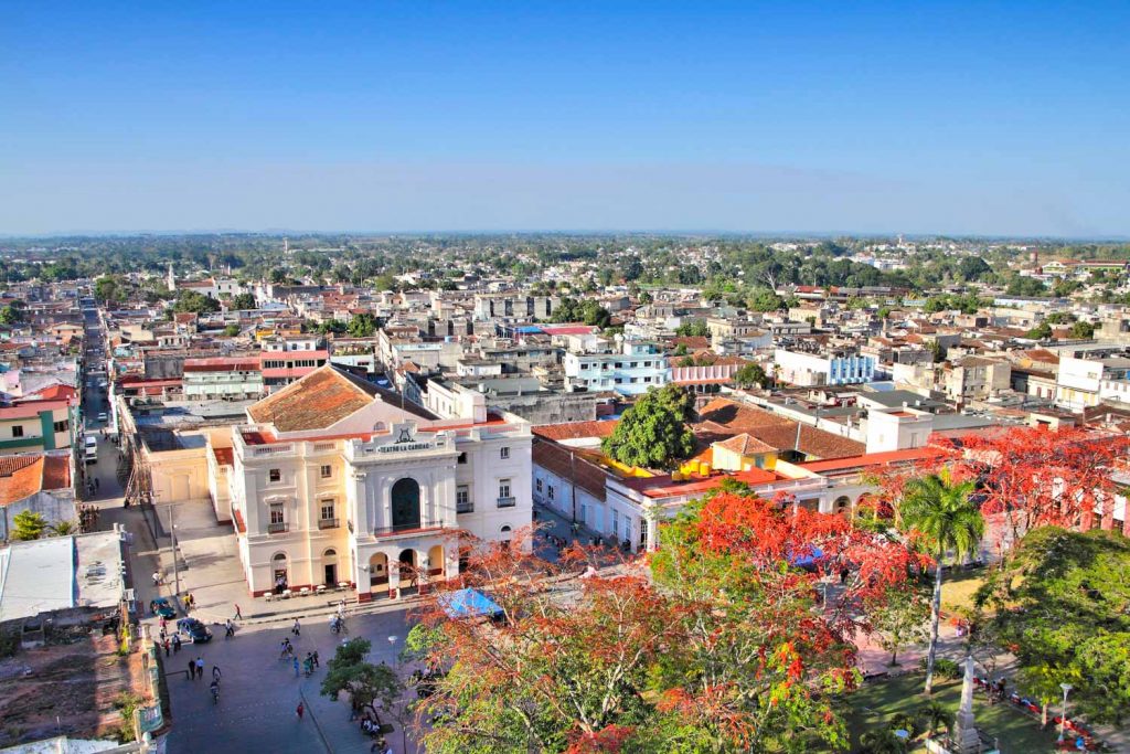 Loma del Capiro Aerial view of city architecture in Santa Clara Cuba.
