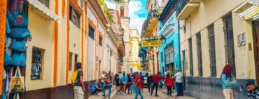 Cubans on popular street in Old Havana