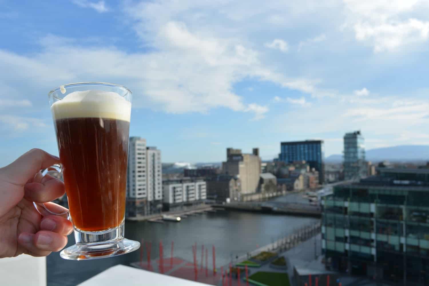 Irish Coffee whiskey cocktail in a mug