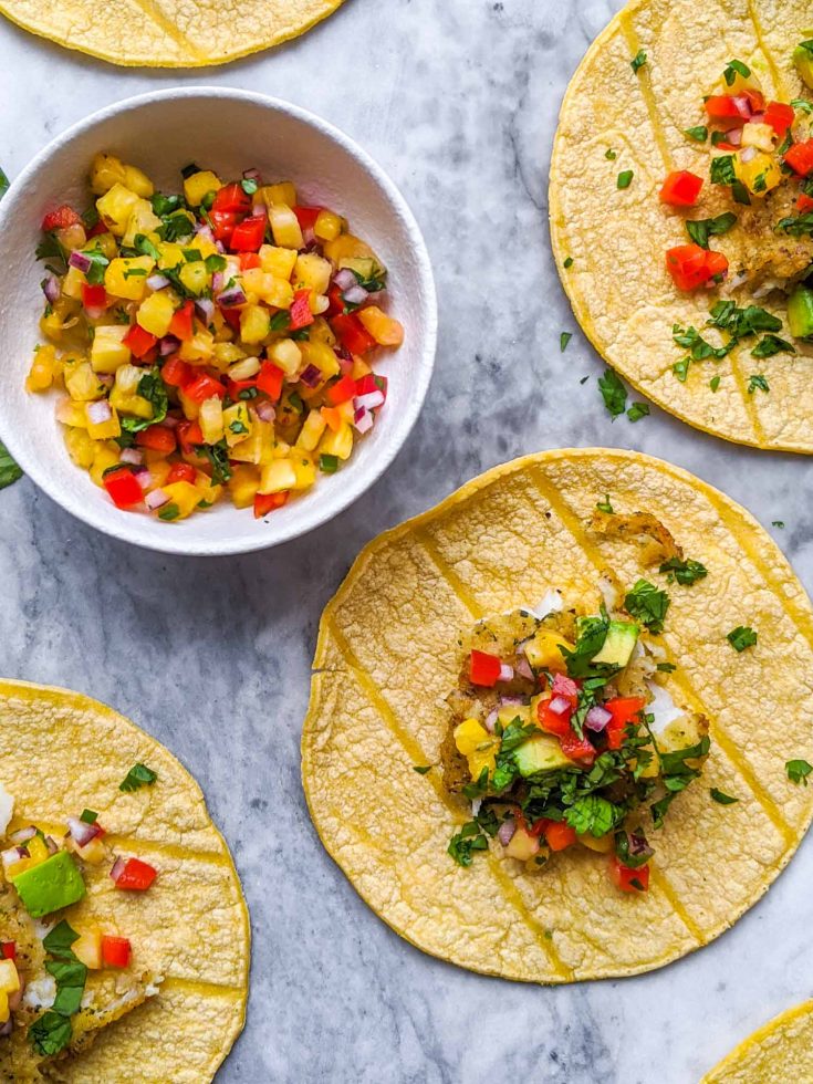 Healthy Fish Tacos With Pineapple Red Pepper Salsa Bacon Is Magic