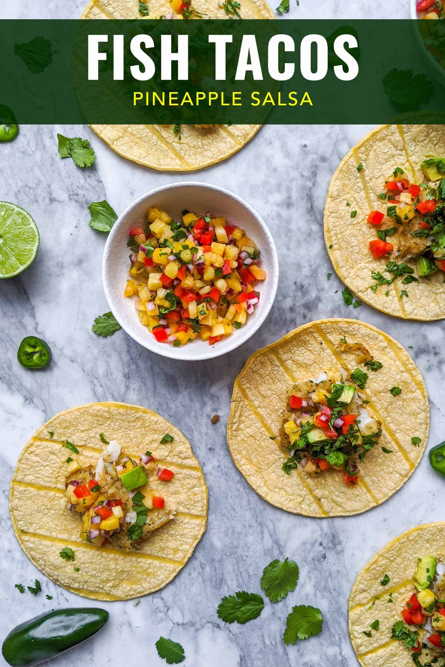 Fish tacos on a marble background