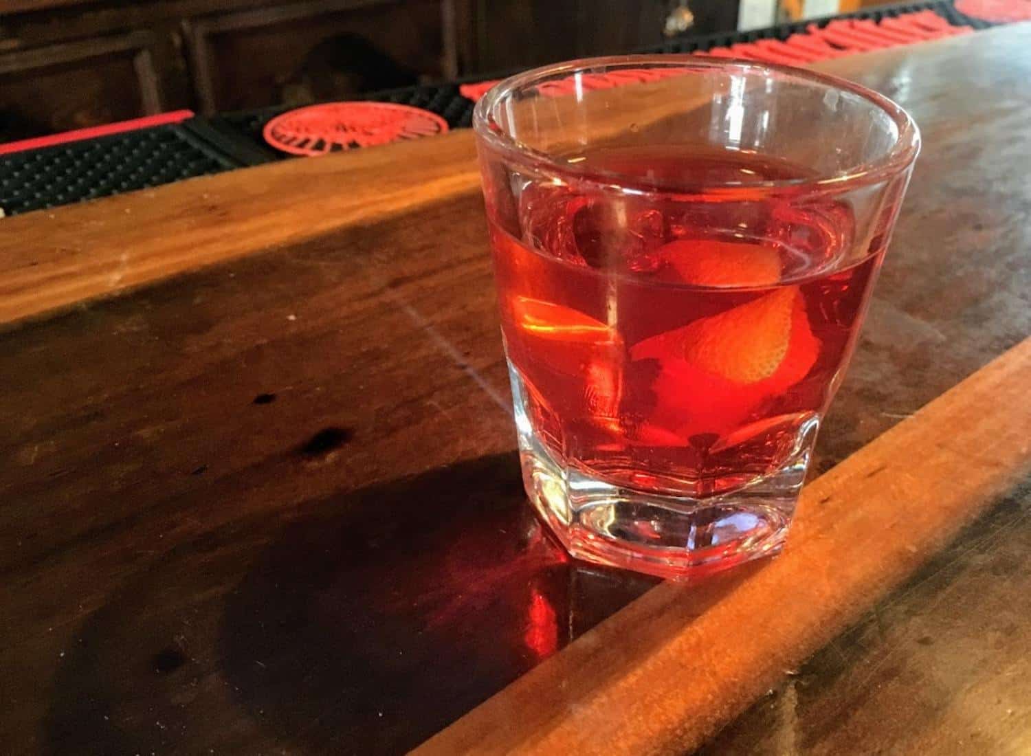 Sazerac brandy cocktail in New Orleans on a bar