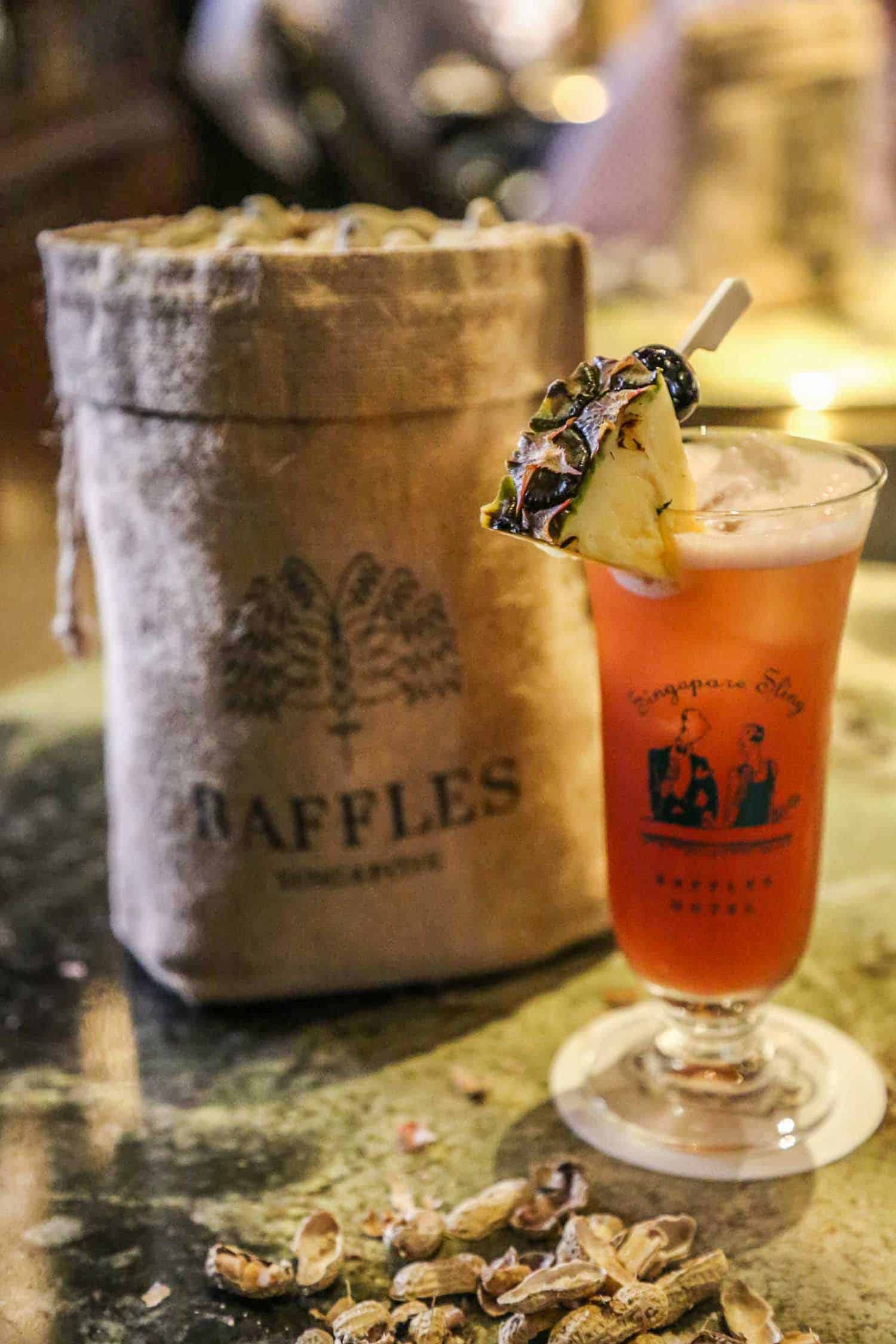 Singapore sling from Raffles Hotel in Singapore