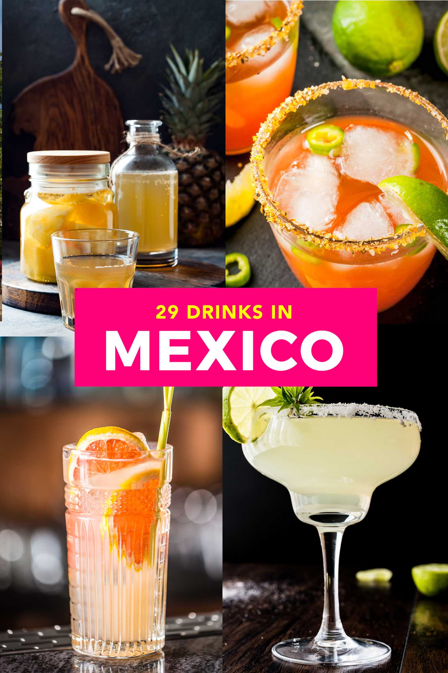Collage of Mexican drinks