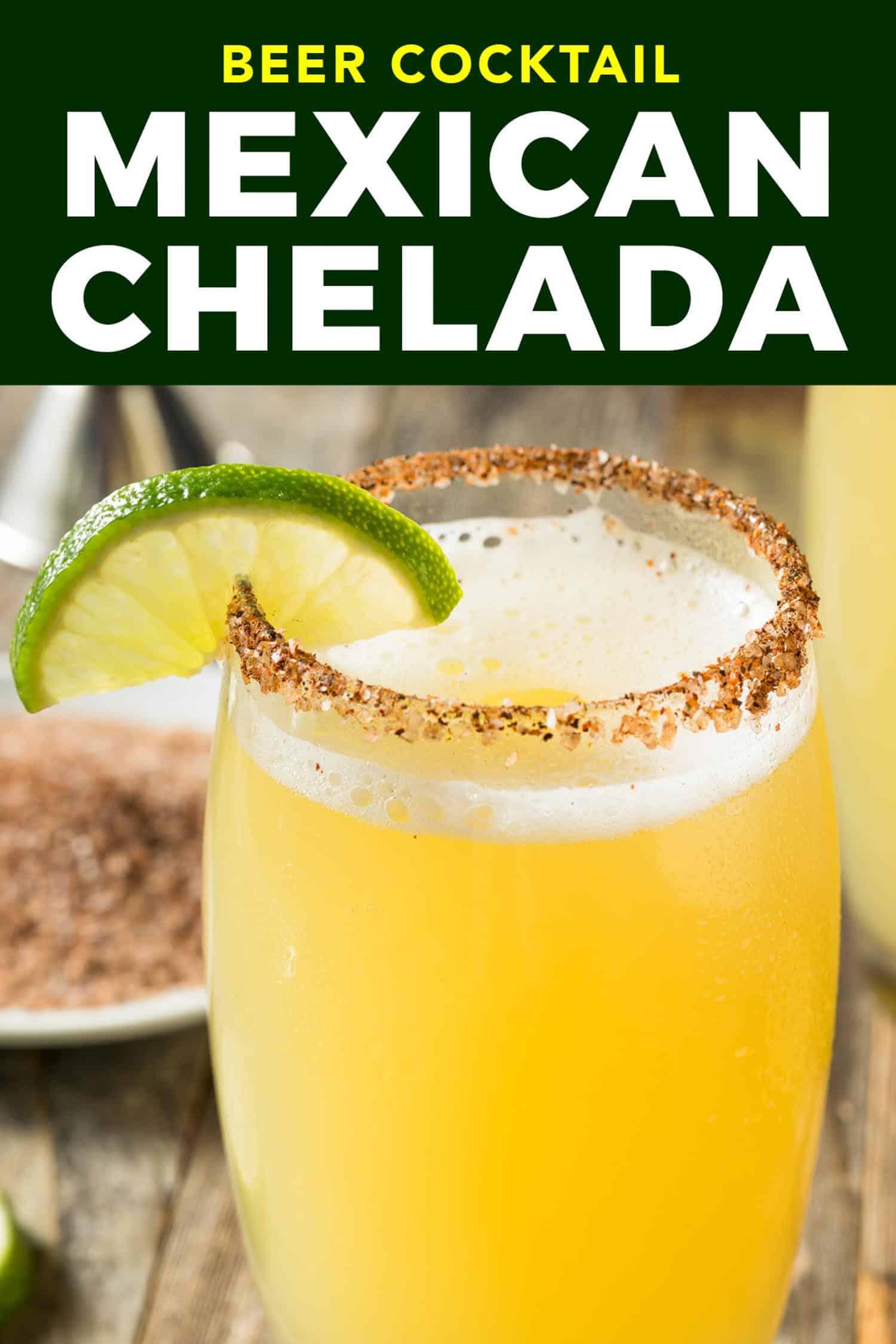 Two glasses of beer chelada with tajin rim