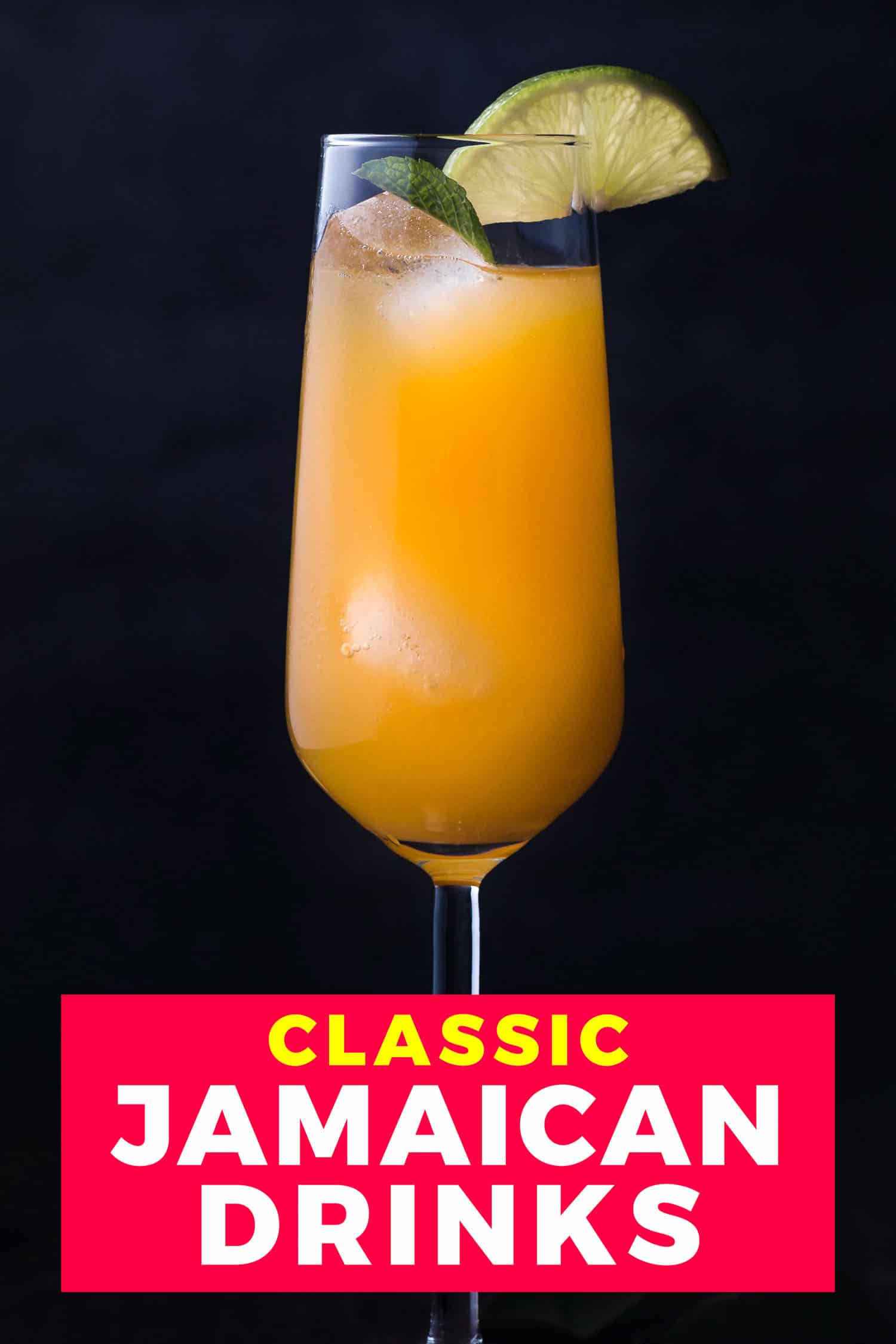 Jamaican cocktail on a black background