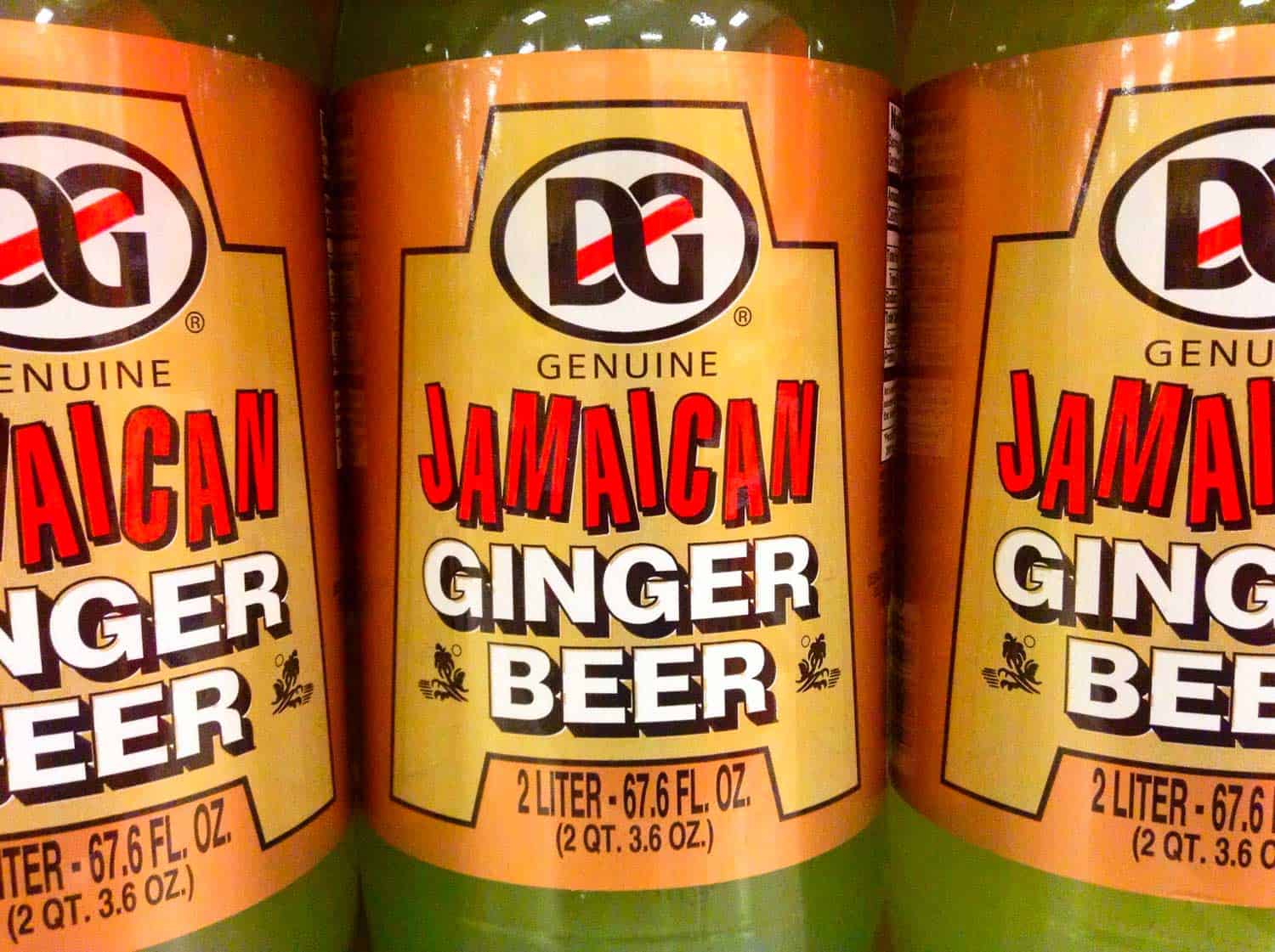 Three bottles of genuine Jamaican ginger beer.