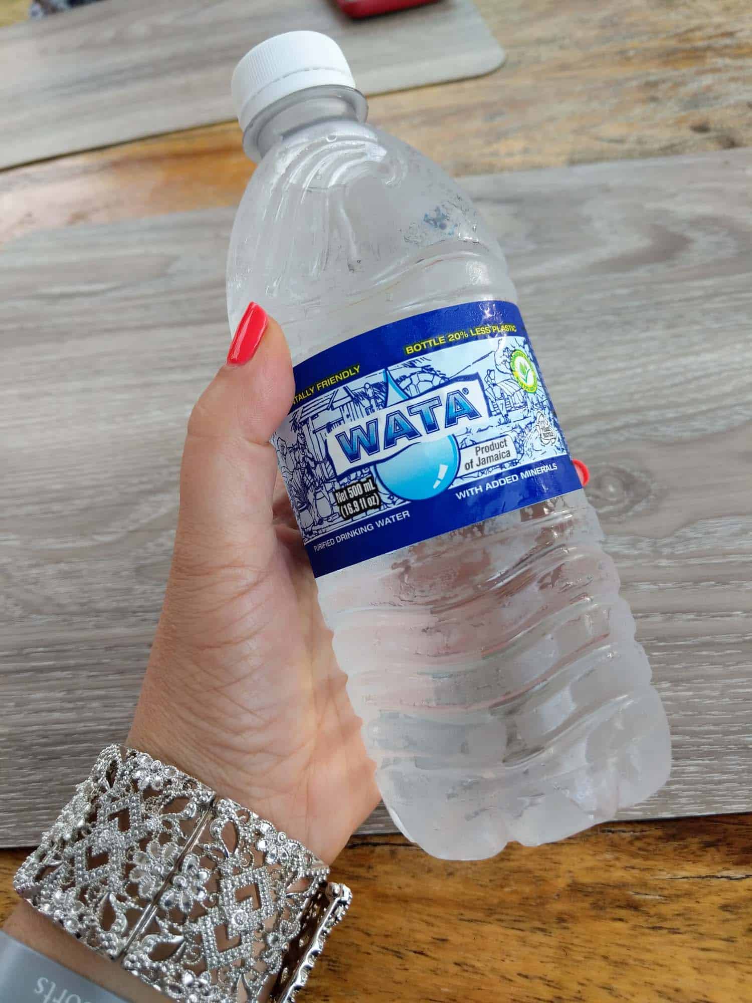 Drinks in Jamaica, bottle water is called wata