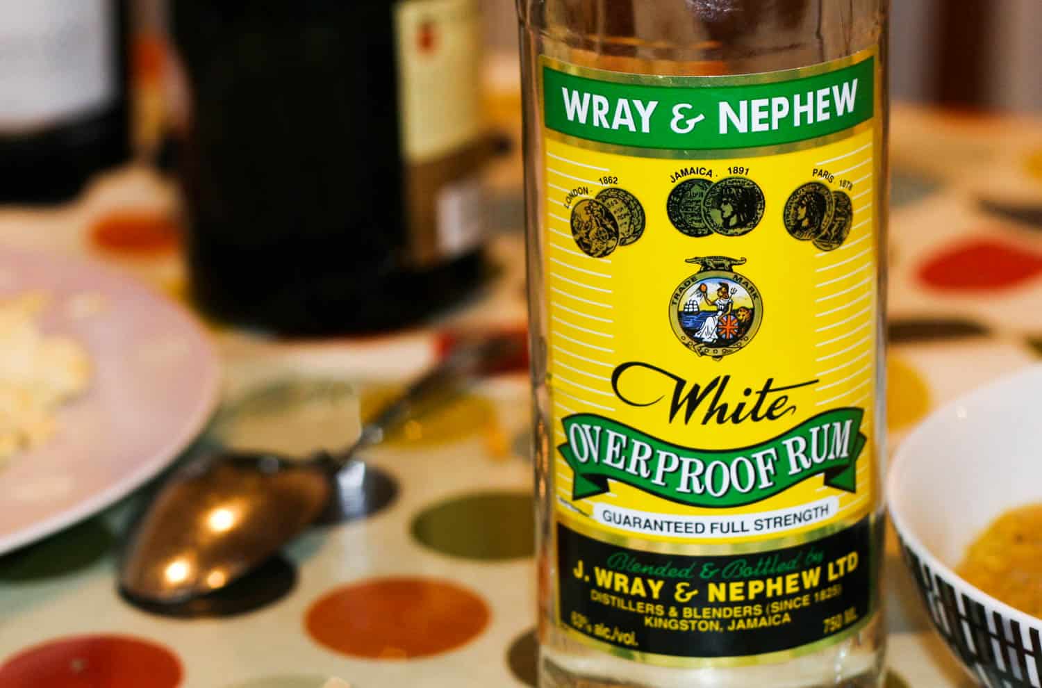 Bottle of Wray & Nephew overproof rum