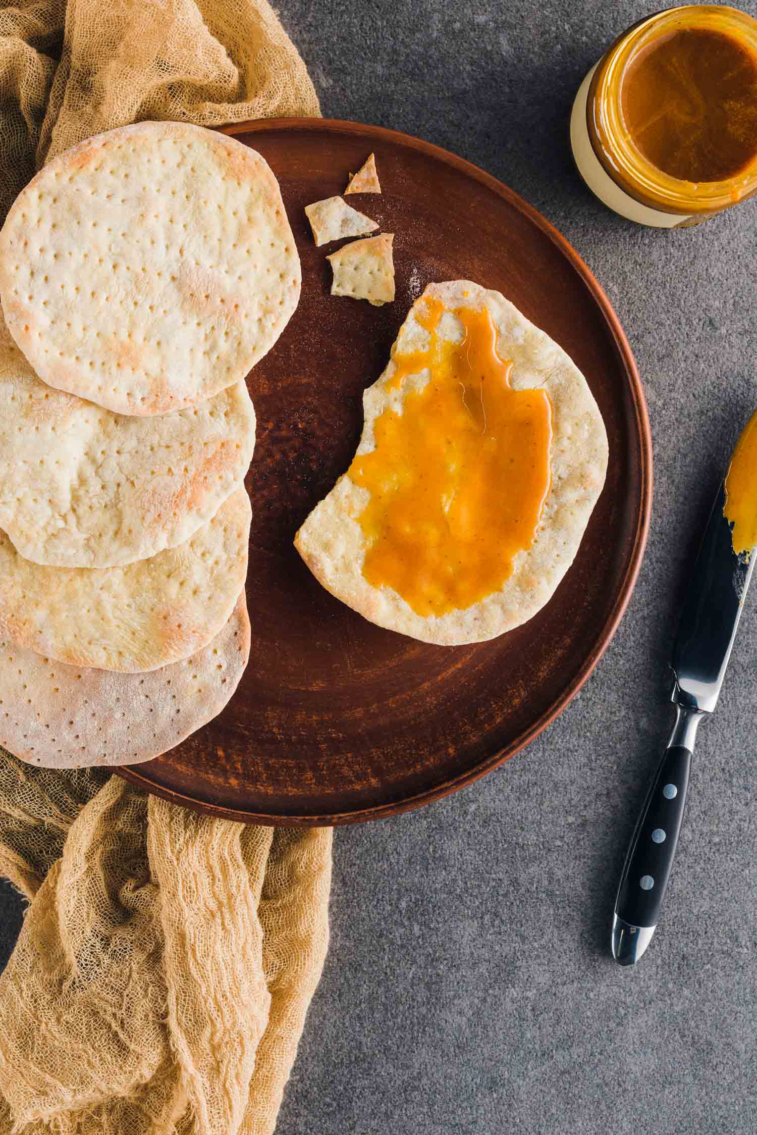 Passover food matzoh cracker with spread