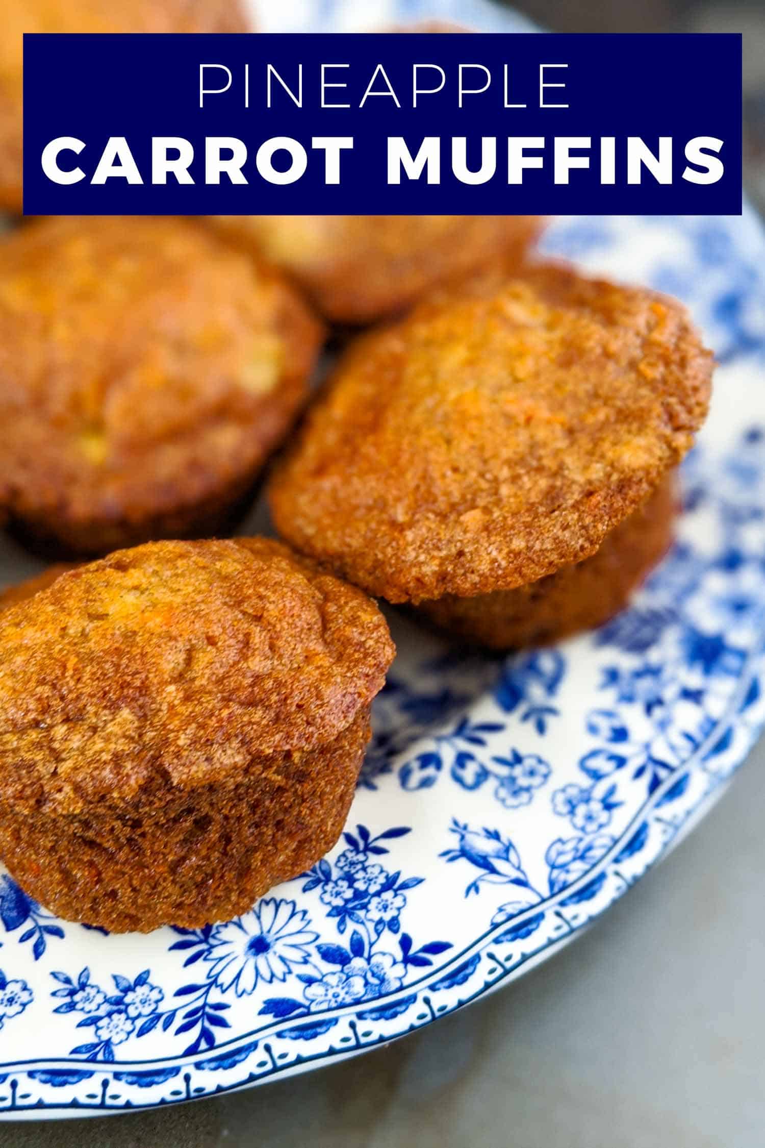 Pineapple carrot muffins on a plate.