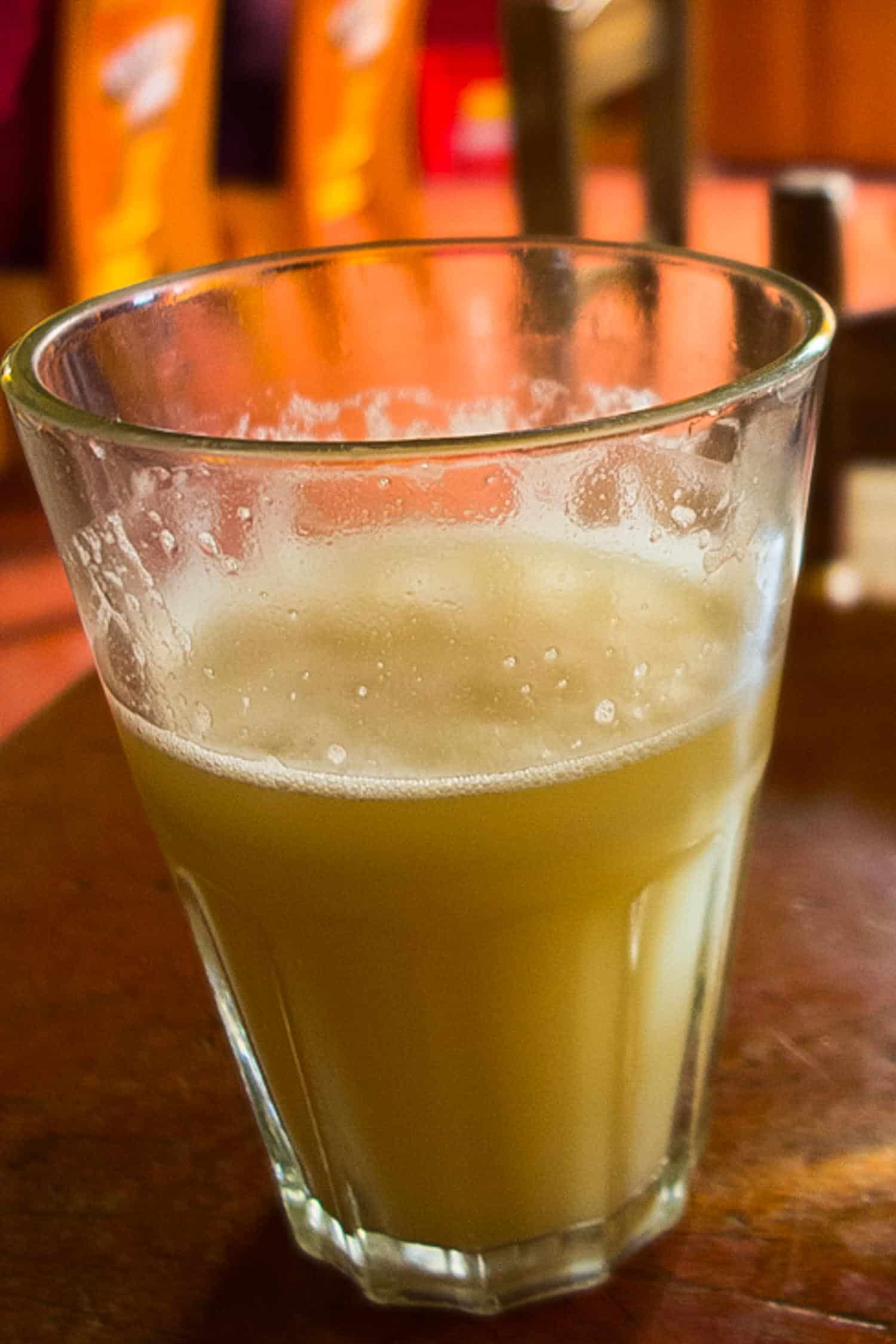 Glass of chicha on a table