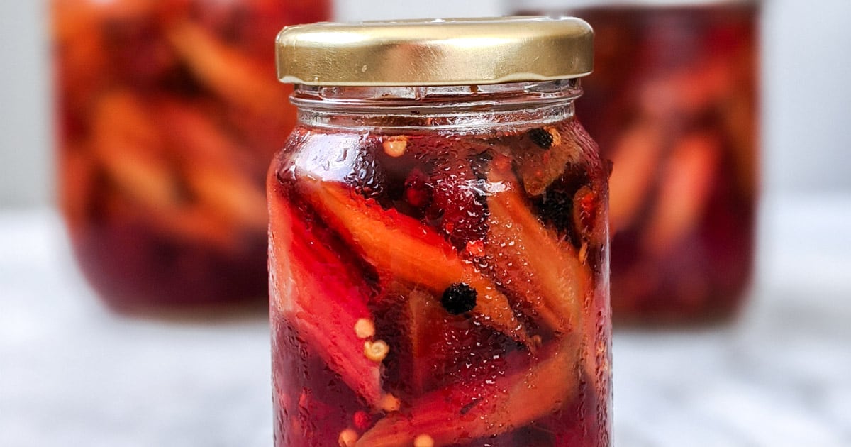 Spicy Sweet Rhubarb Pickles