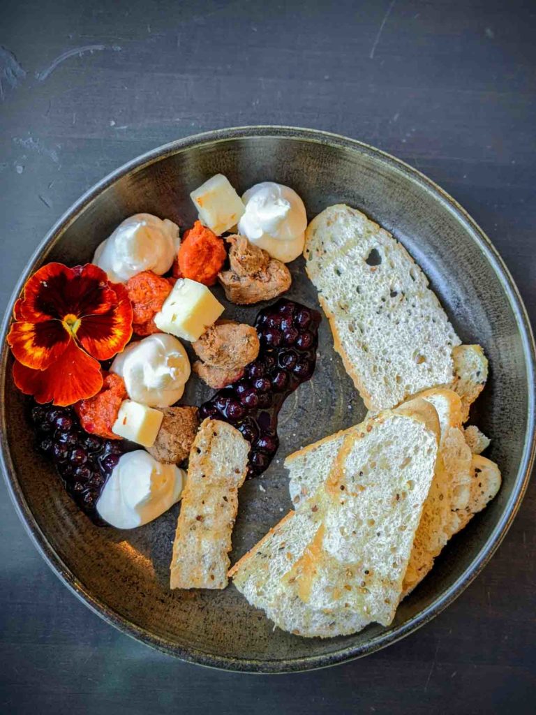 Meat, Cheese, Honey dish at Inverary Resort in Baddeck Nova Scotia