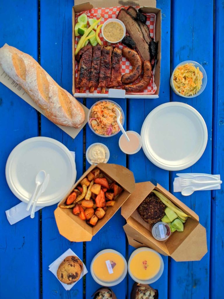 Topdown view of picnic at Inn at Bay Fortune