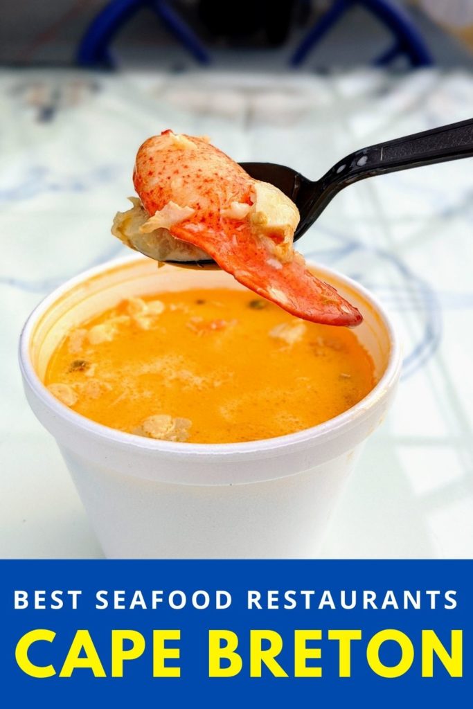Lobster chowder with claw on spoon