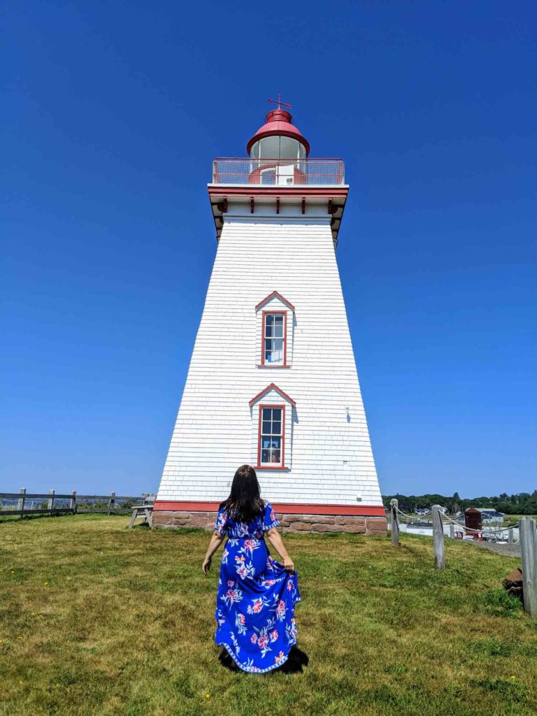 Ayngelina at Souris East Lighthouse in Prince Edward Island