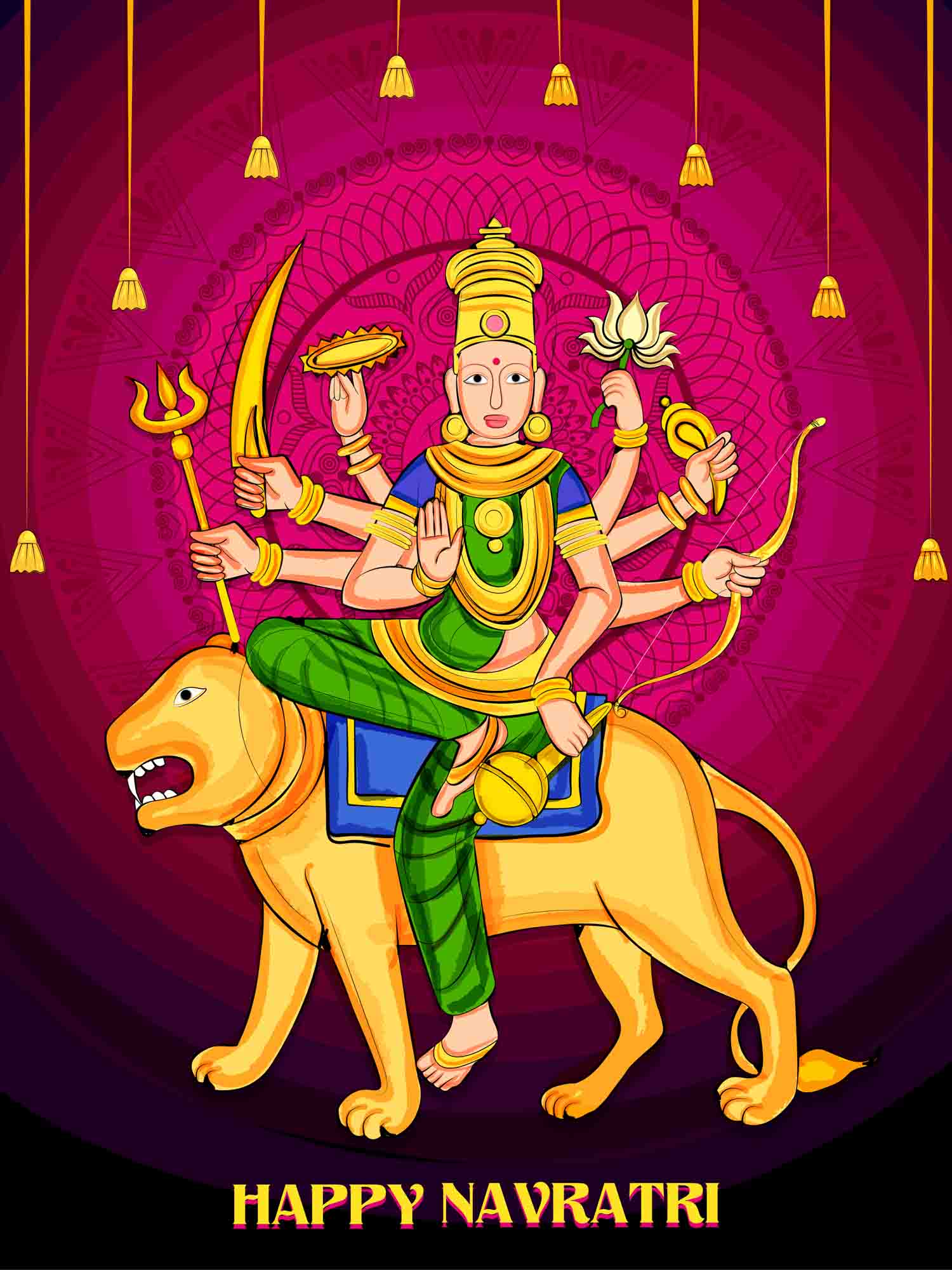 Vector design of Goddess Durga for Happy Navratri Dussehra festival of India